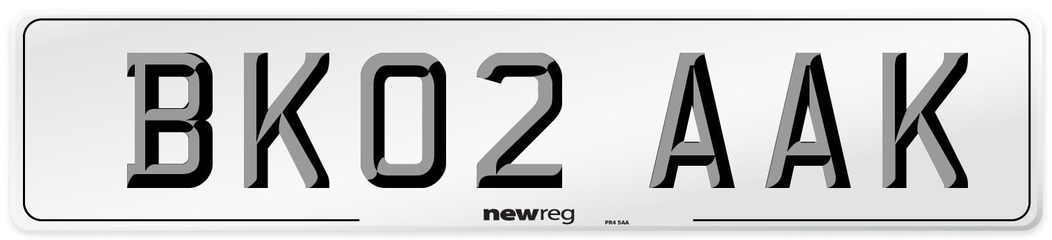 BK02 AAK Number Plate from New Reg